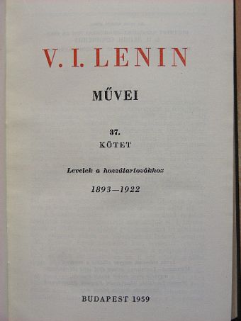 V. I. Lenin - V. I. Lenin művei 37. [antikvár]