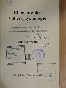 Wilhelm Wundt - Elemente der Völkerpsychologie [antikvár]