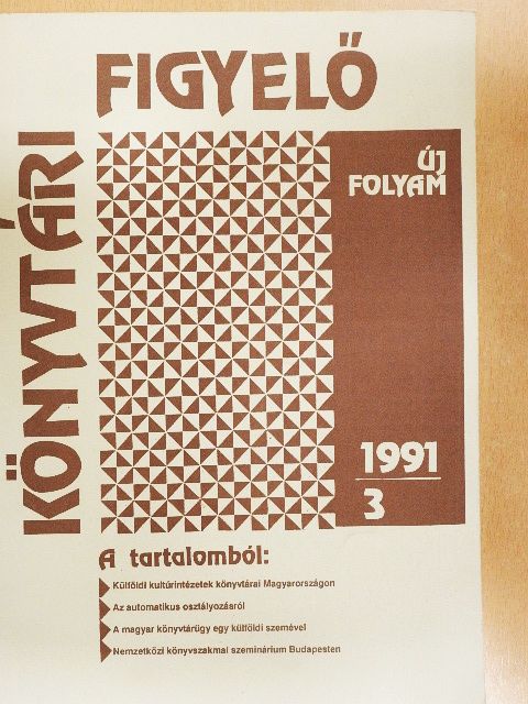 Dávid Csaba - Könyvtári figyelő 1991/3. [antikvár]