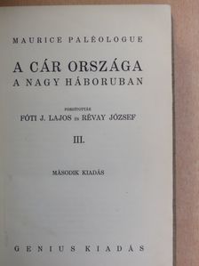 Maurice Paléologue - A cár országa a nagy háboruban III. (töredék) [antikvár]
