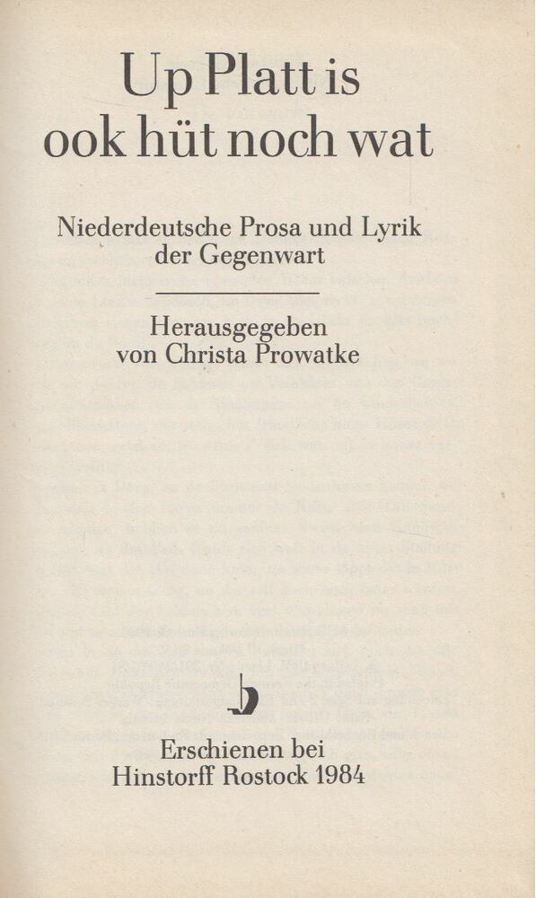 Christa Prowatke - Up Platt is ook hüt noch wat [antikvár]
