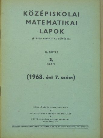 Tusnády Gábor - Középiskolai matematikai lapok 1968/7. [antikvár]