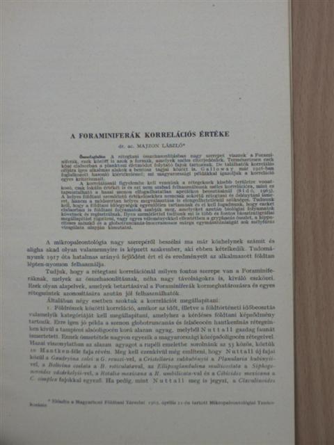 Dr. Majzon László - A foraminiferák korrelációs értéke [antikvár]