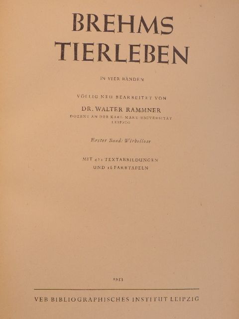 Alfred Brehm - Brehms Tierleben in Vier Bänden I. (töredék) [antikvár]