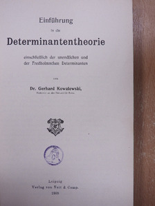 Dr. Gerhard Kowalewski - Einführung in die Determinantentheorie [antikvár]