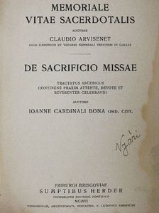 Claudio Arvisenet - Memoriale vitae sacerdotalis/De sacrificio missae [antikvár]