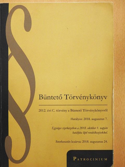 Büntető Törvénykönyv [antikvár]