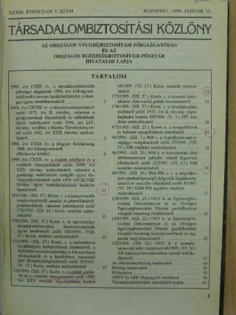 Társadalombiztosítási közlöny 1996. január-december/Különszám [antikvár]