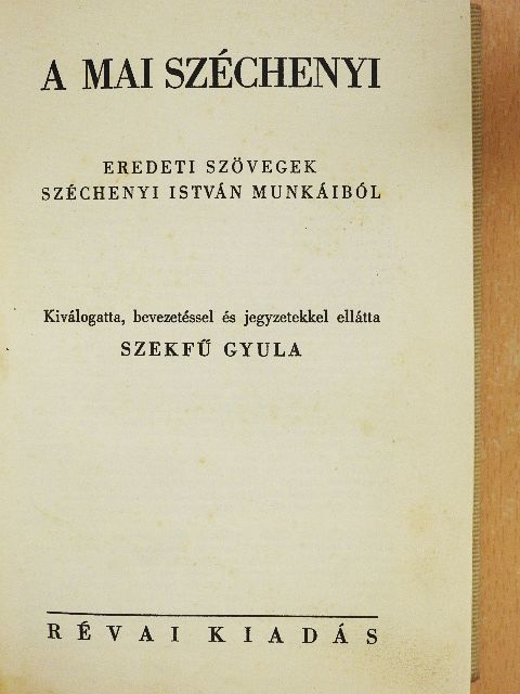 A mai Széchenyi [antikvár]