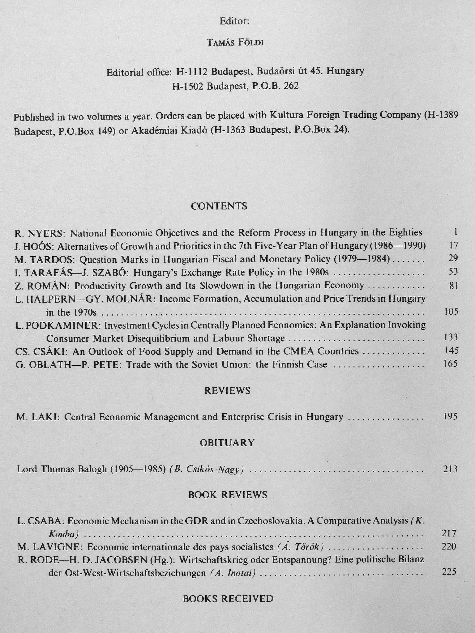 Erdős P. - Acta Oeconomica 35/1985 [antikvár]