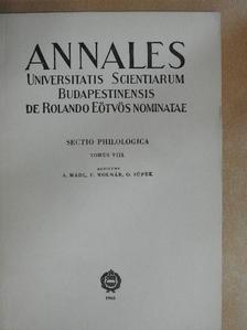 Annales Universitatis Scientiarum Budapestinensis de Rolando Eötvös nominatae VIII. [antikvár]