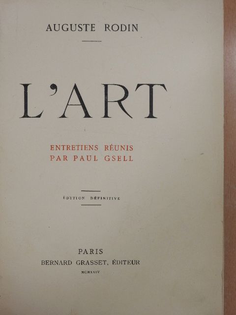 Auguste Rodin - L'art [antikvár]