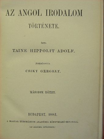 Taine Hippolit Adolf - Az angol irodalom története II. [antikvár]