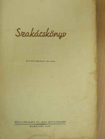 Mózer István - Szakácskönyv [antikvár]
