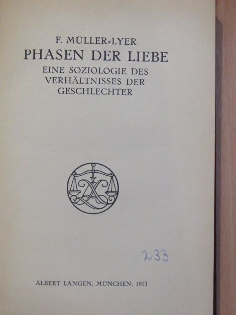 F. Müller-Lyer - Phasen der Liebe [antikvár]