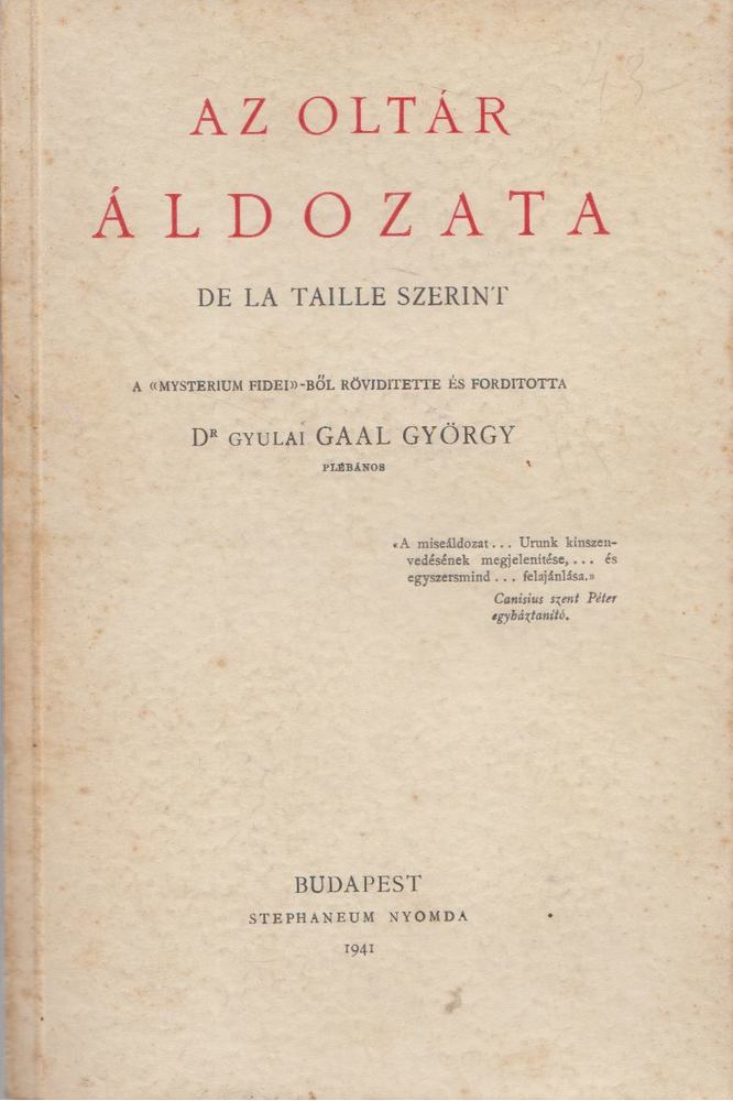 De la Taille - Az oltár áldozata [antikvár]