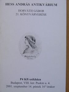 Hess András Antikvárium - Horváth Gábor 21. könyvárverése [antikvár]