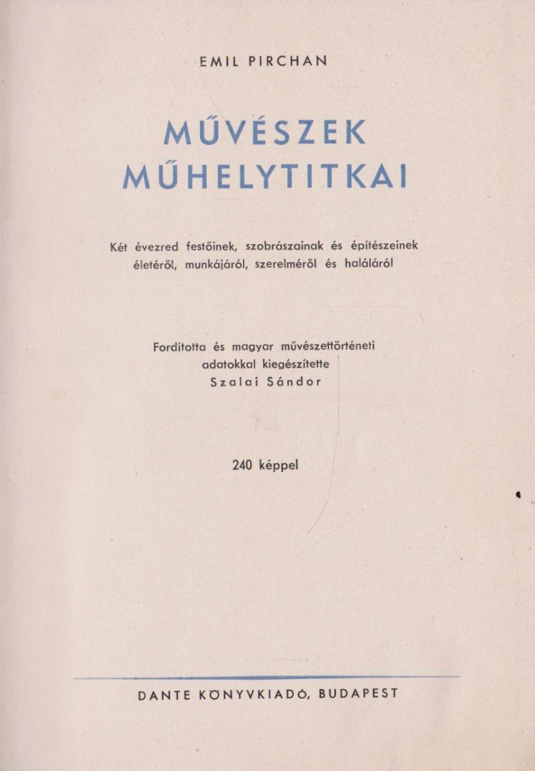 Pirchan, Emil - Művészek műhelytitkai [antikvár]
