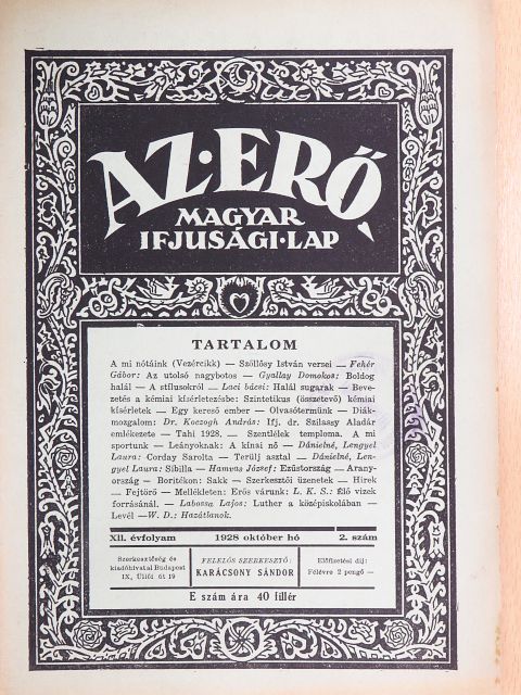Fehér Gábor - Az Erő 1928. október [antikvár]
