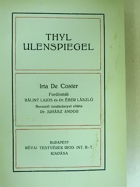 Charles de Coster - Thyl Ulenspiegel [antikvár]