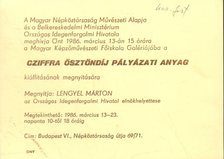Cziffra ösztöndíj pályázati anyag kiállításának megnyitása (meghívó) [antikvár]