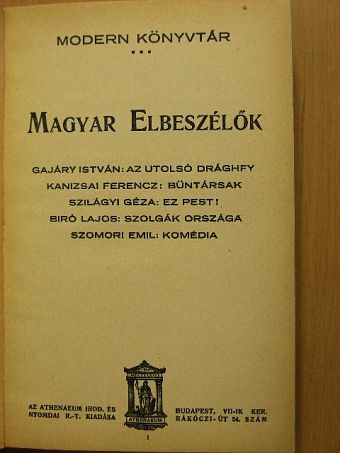 Biró Lajos - Magyar Elbeszélők I. [antikvár]