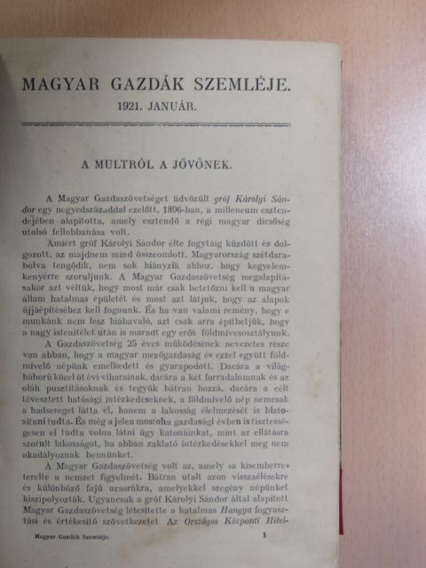 Dr. Gesztelyi-Nagy László - Magyar Gazdák Szemléje 1921. január-december [antikvár]