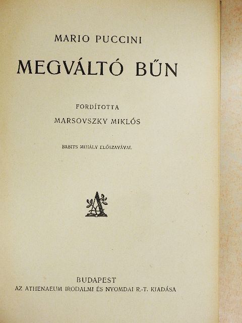 Mario Puccini - Megváltó bűn [antikvár]