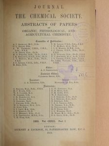 G. Barger - Journal of the chemical society 1922/I. [antikvár]