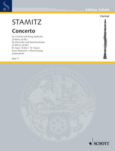 STAMITZ - CONCERTO FOR CLARINET AN STRING ORCHESTRA (2 HORNS AD LIB.) B-DUR KLAVIERAUSZUG (LEBERMANN)