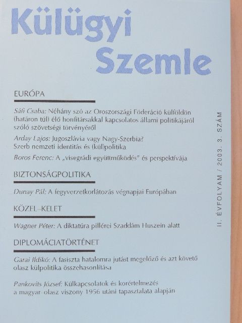 Arday Lajos - Külügyi Szemle 2003/3. [antikvár]