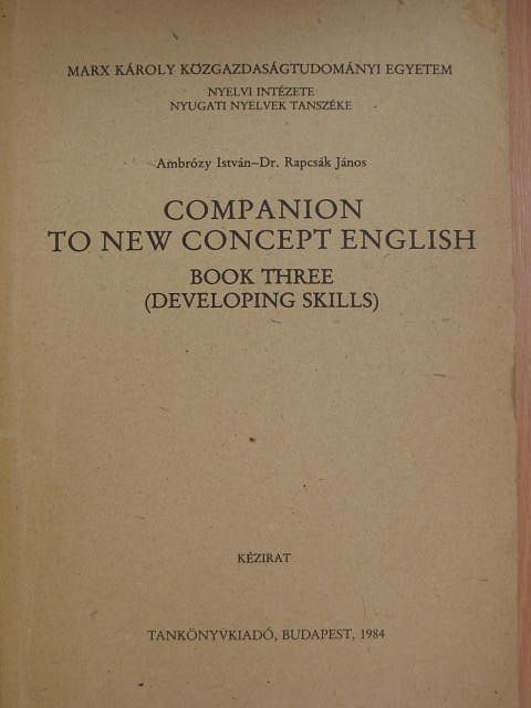 Ambrózy István - Companion to New Concept English III. [antikvár]