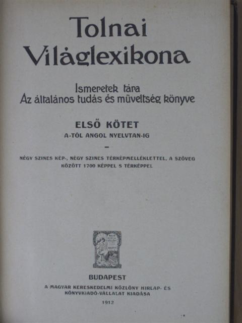 Tolnai Világlexikona I. (töredék) [antikvár]