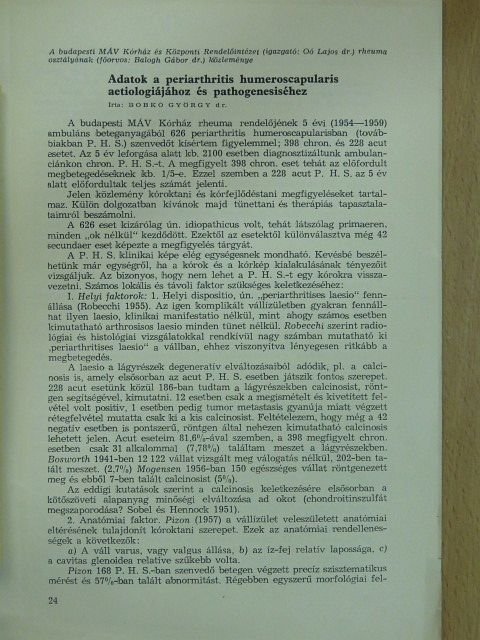 Dr. Bobkó György - Adatok a periarthritis humeroscapularis aetiologiájához és pathogenesiséhez [antikvár]