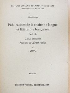 Klára Padányi - Publications de la chaire de langue et littérature francaise 4. [antikvár]