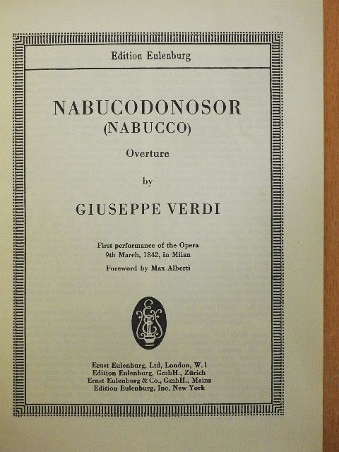 Giuseppe Verdi - Nabucodonosor [antikvár]