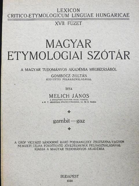 Gombocz Zoltán - Magyar etymologiai szótár XVII. (töredék) [antikvár]