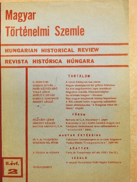 Bendefy László - Magyar Történelmi Szemle 1971. június [antikvár]