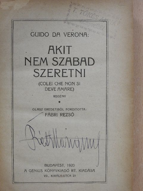 Guido Da Verona - Akit nem szabad szeretni [antikvár]