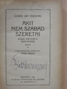 Guido Da Verona - Akit nem szabad szeretni [antikvár]