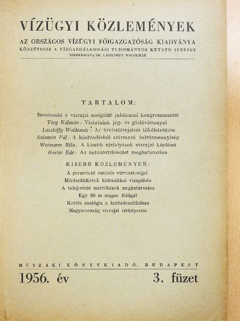 Babos Zoltán - Vízügyi Közlemények 1956/3. [antikvár]
