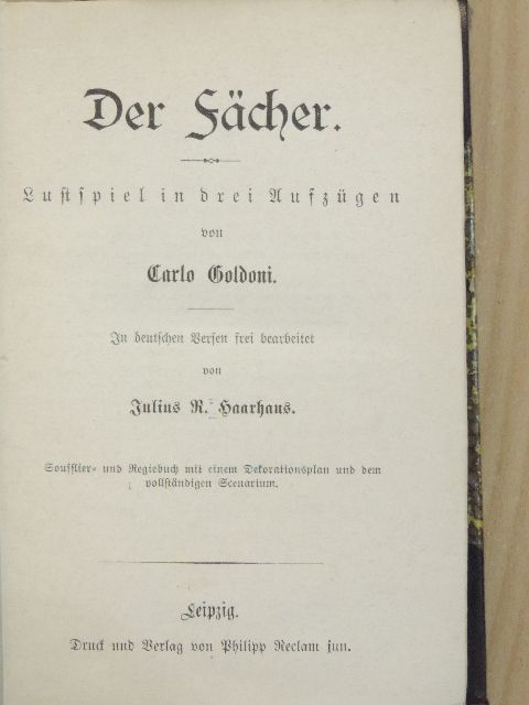 Carlo Goldoni - Der Fächer (gótbetűs)/A hazug/A jótékony zsémbes [antikvár]