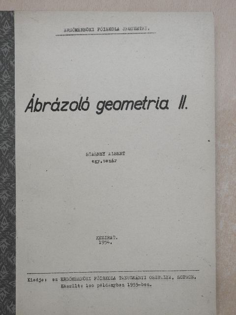 Stasney Albert - Ábrázoló geometria II. [antikvár]