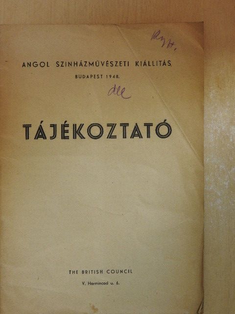 James Laver - Angol szinházművészeti kiállitás tájékoztató [antikvár]