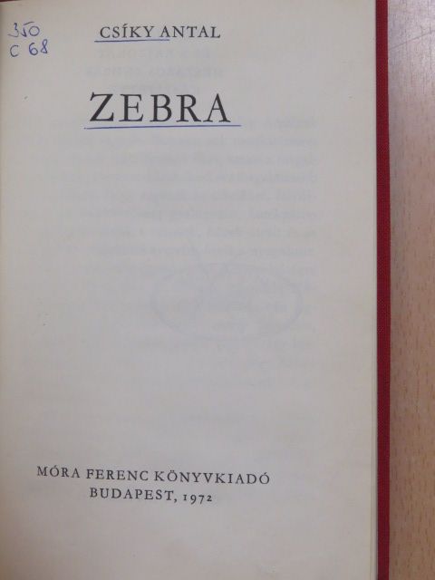 Csíky Antal - Zebra [antikvár]