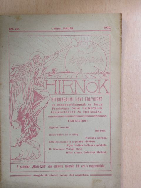 Angehrn Tivadar S. J. - Hirnök 1920. január [antikvár]