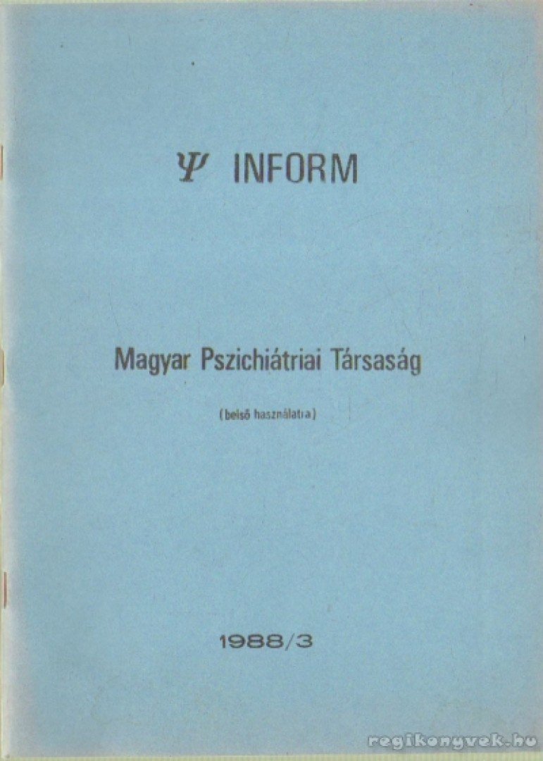 Kopp Mária (szerk) - Magyar pszichiátriai társaság 1988/3 [antikvár]