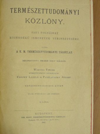 Természettudományi Közlöny 1901. január-december [antikvár]
