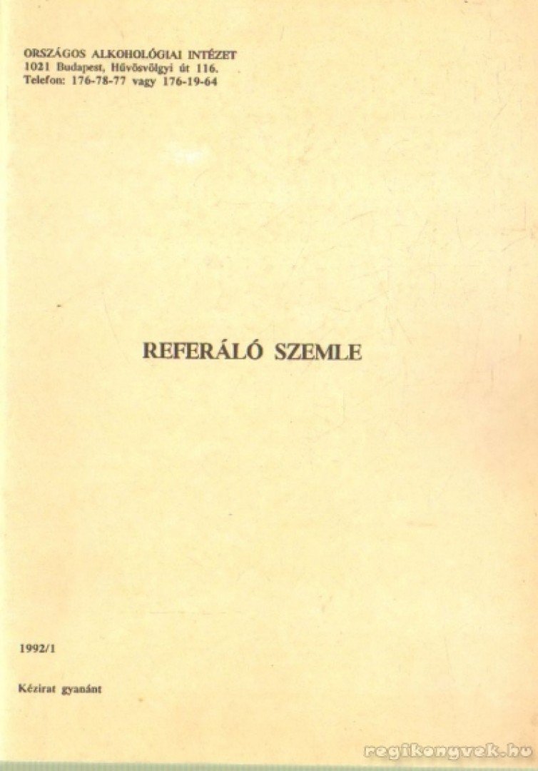 Török Tivadarné (szerk.) - Referáló szemle 1992/1 [antikvár]