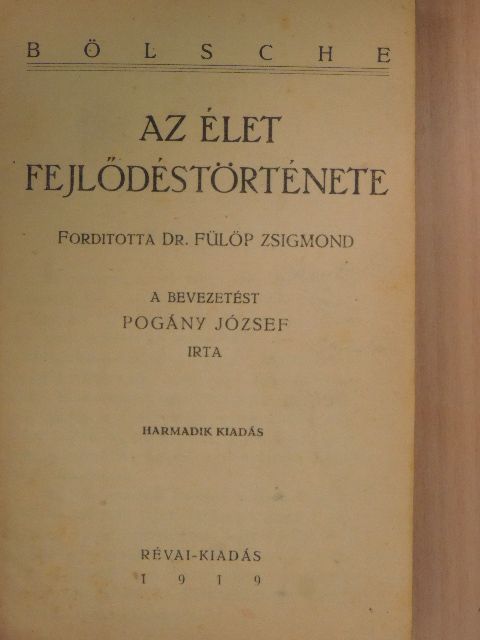 Bölsche - Az élet fejlődéstörténete [antikvár]